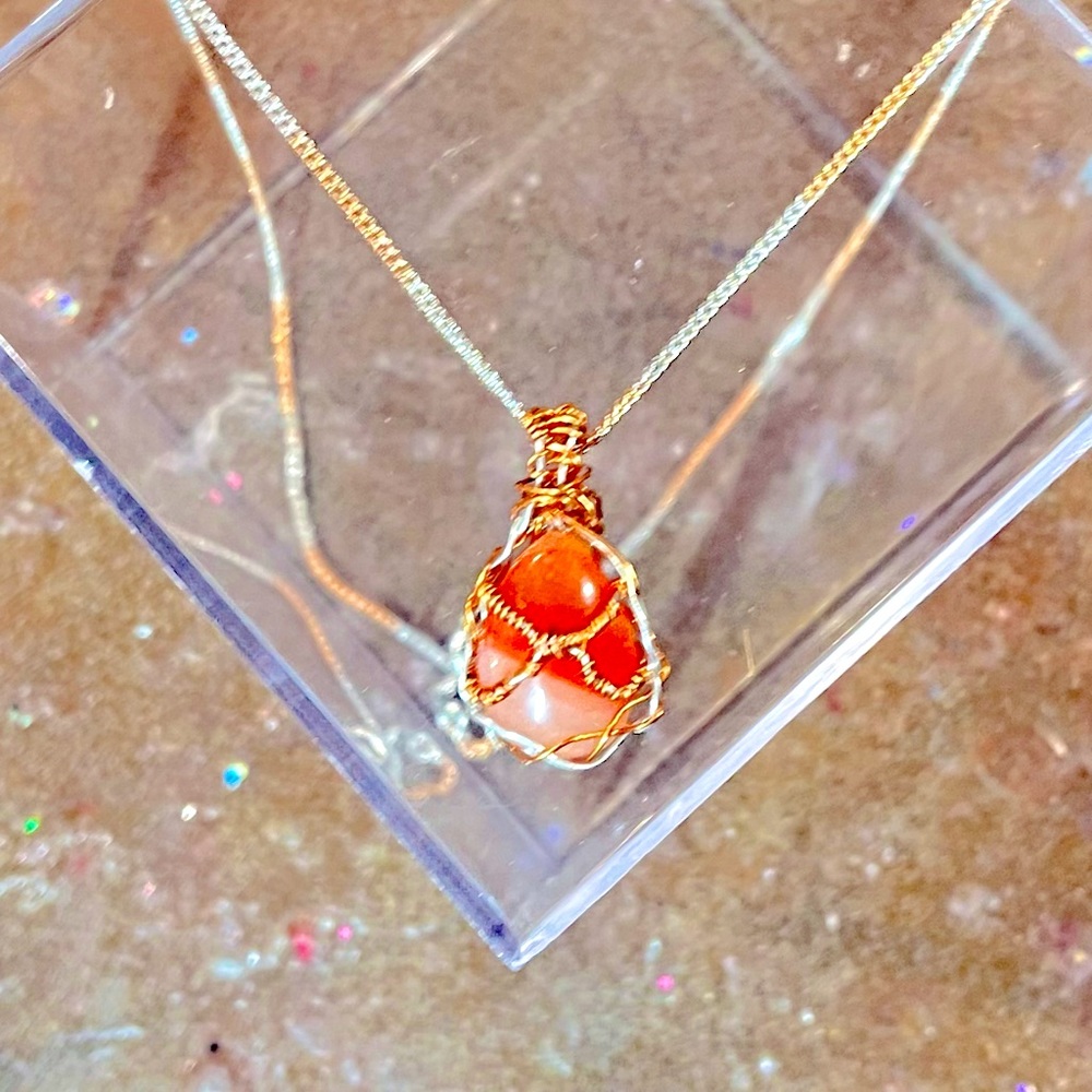 Elegant Rose Gold & Silver Carnelian Minimalist Necklace